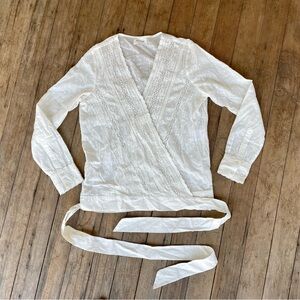 Sezane white cotton wrap top
